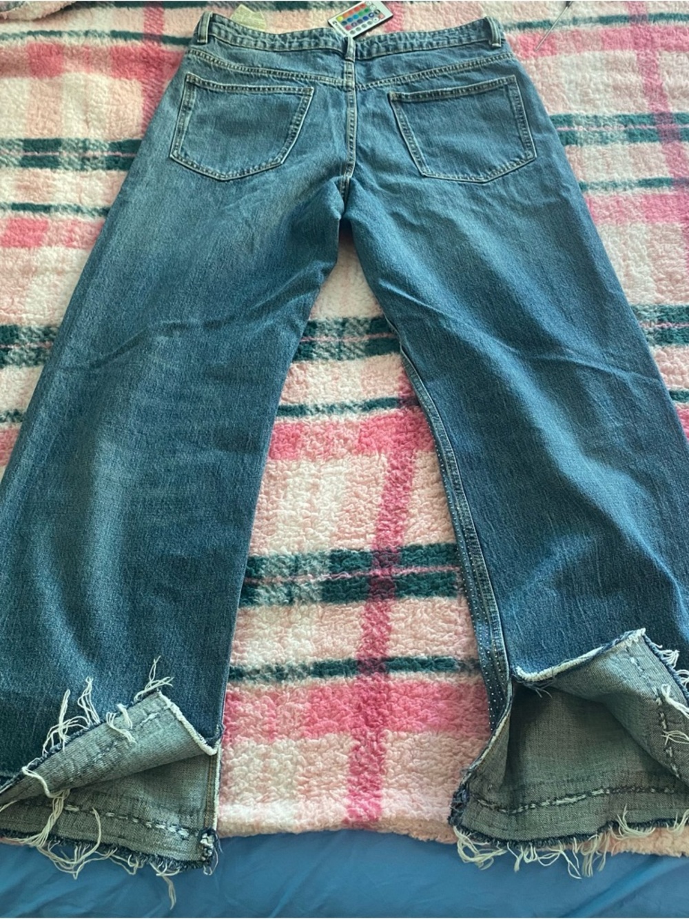 Zara Blue Wide-Leg Rhinestone Jeans - Picture 2 of 10